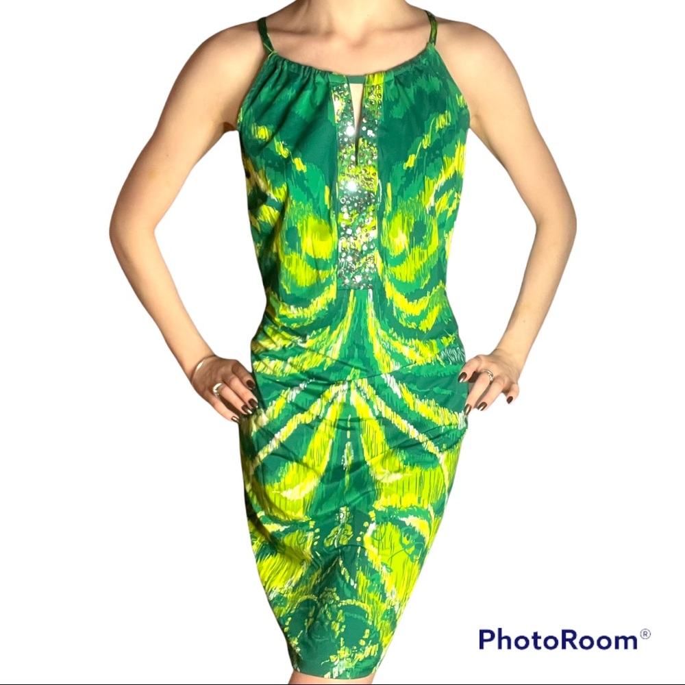 Gorgeous Green + Sequin Shift Dress I.N.C. Size XS NWOT
